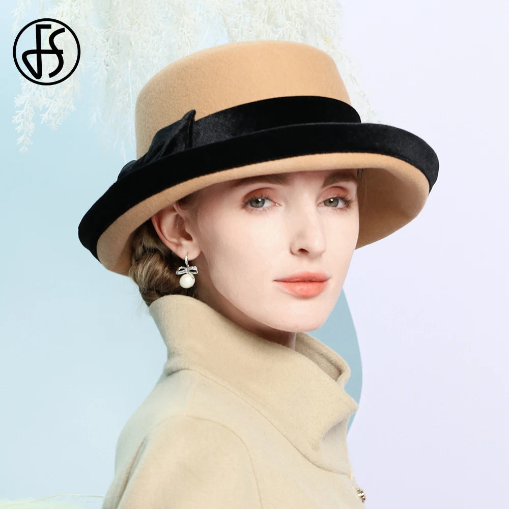 FS Elegant Camel Wool Felt Fedora