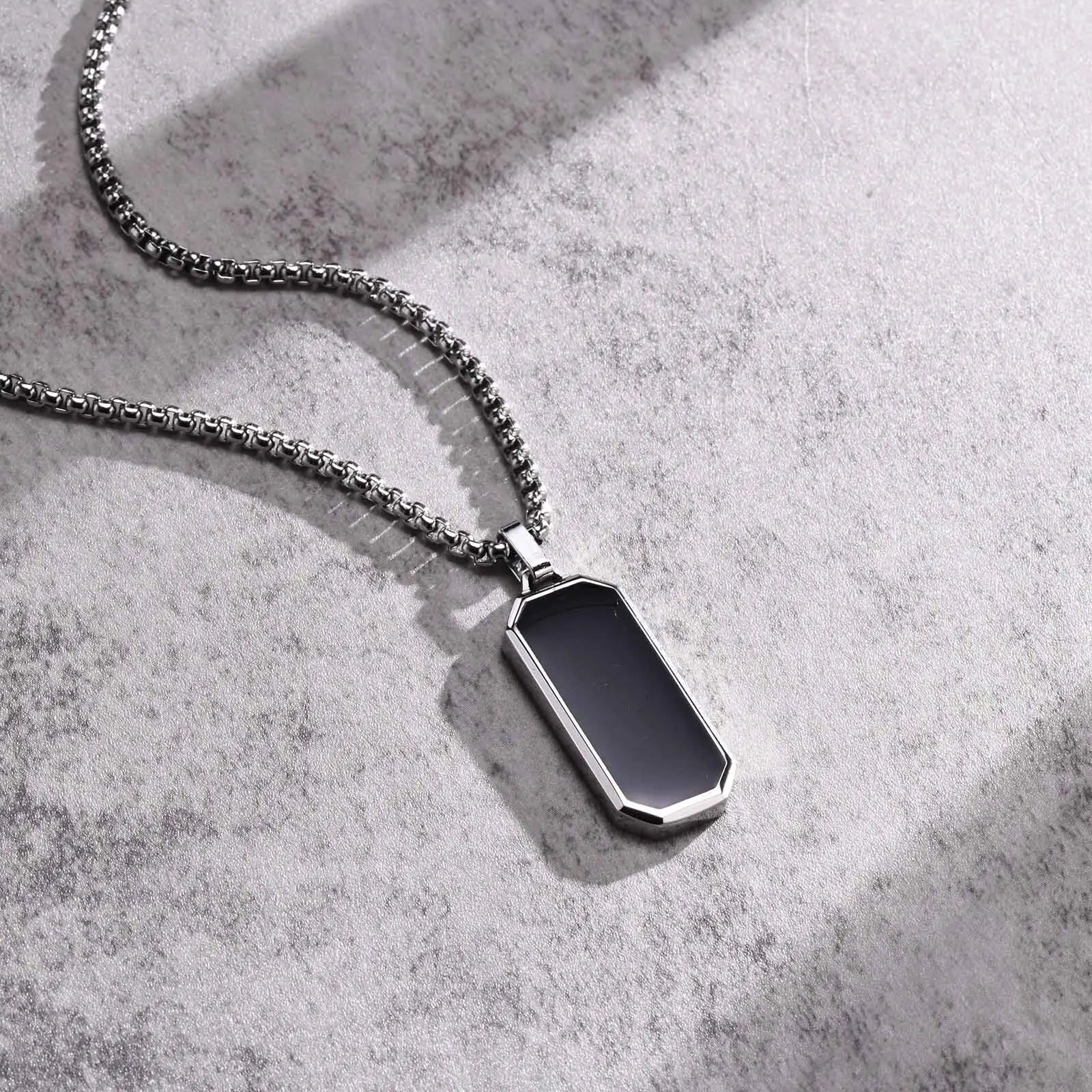 AureumEdge™ Silver Frame Dog Tag Necklace