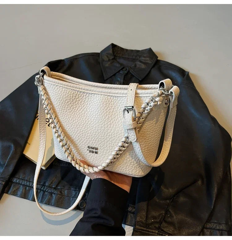 BS - Elegant PU Leather Tote Bag with Chain Strap