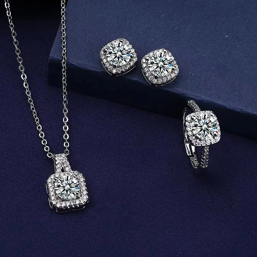 Elegant Sparkle 3-Piece Jewelry Set – Necklace, Earrings & Ring