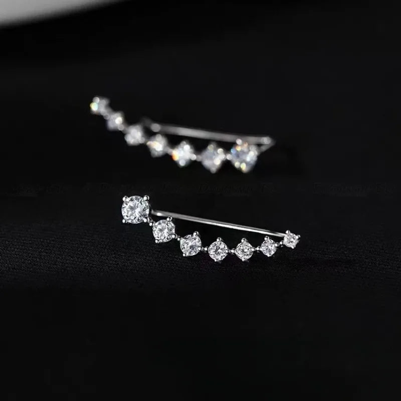 Zircon Star Flower Climber Earrings