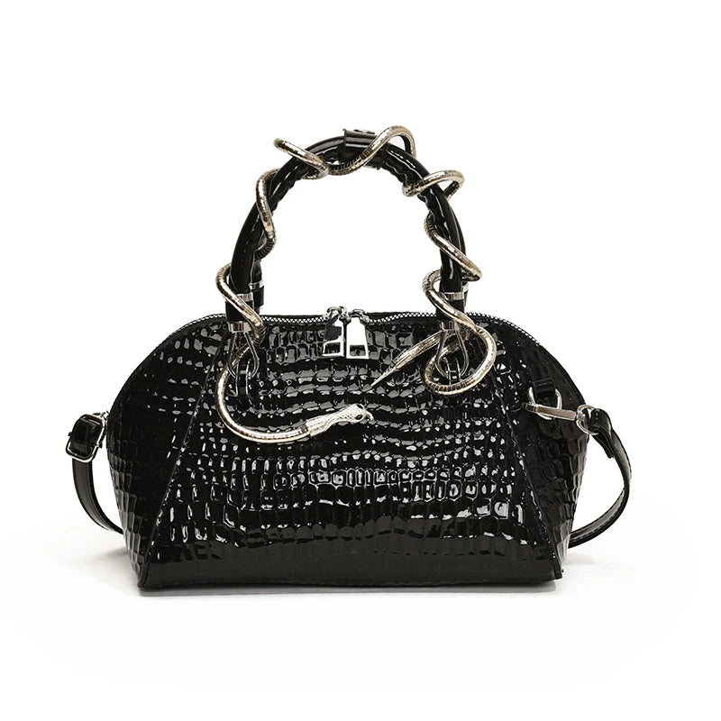 MOODS Designer Croc-Embossed Shell Bag