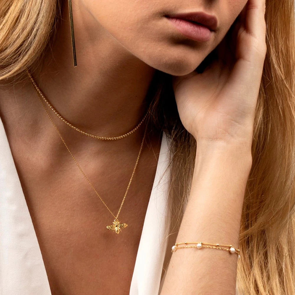 925 Sterling Silver Bee Pendant Necklace