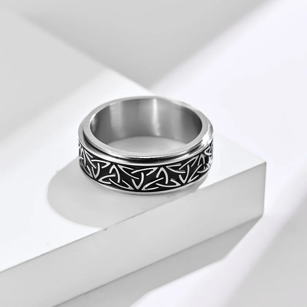 Viking Celtic Knot Stainless Steel Spinner Ring – Anti-Stress Fidget Band for Men & Women