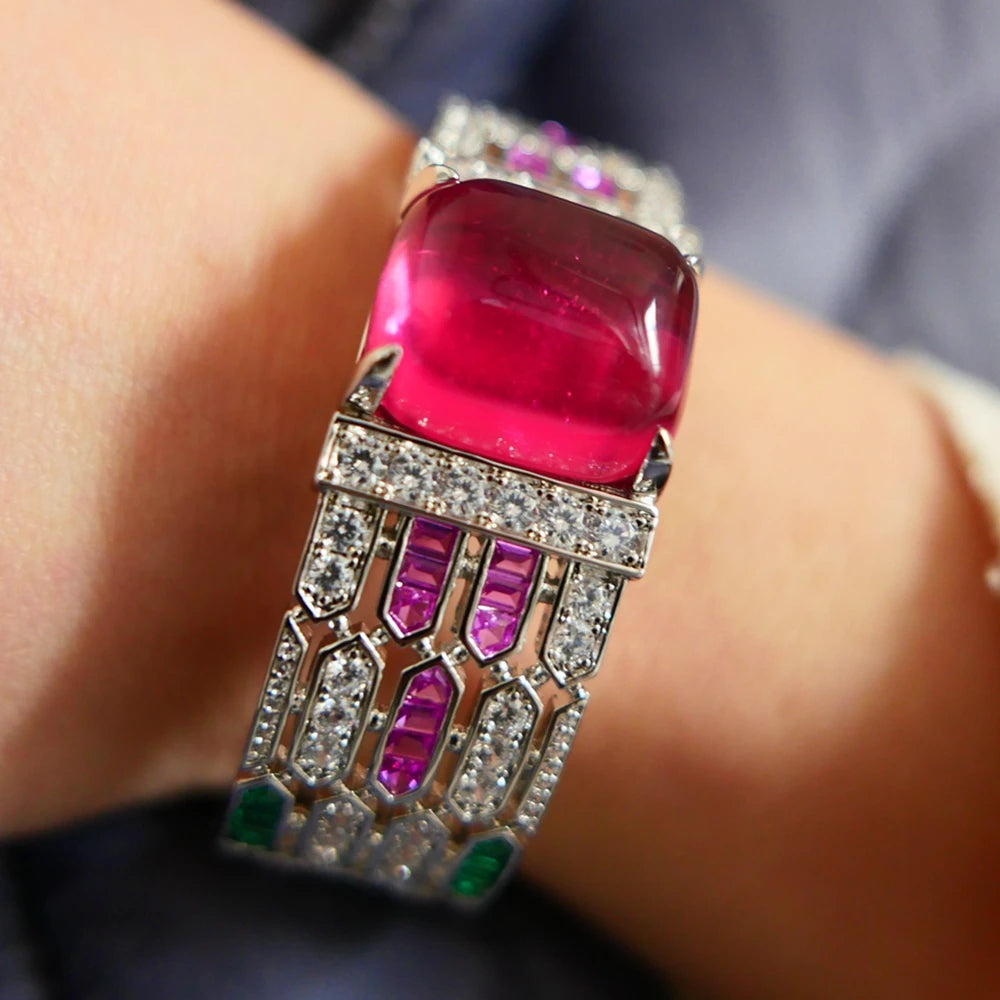 Red Stone Bangle – Model 3 | Cubic Zirconia