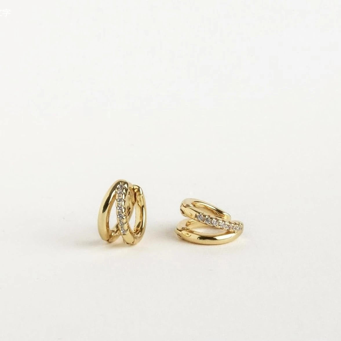 Gold Hoop Earrings – Round Zinc Alloy Hoops with Crystal Detail