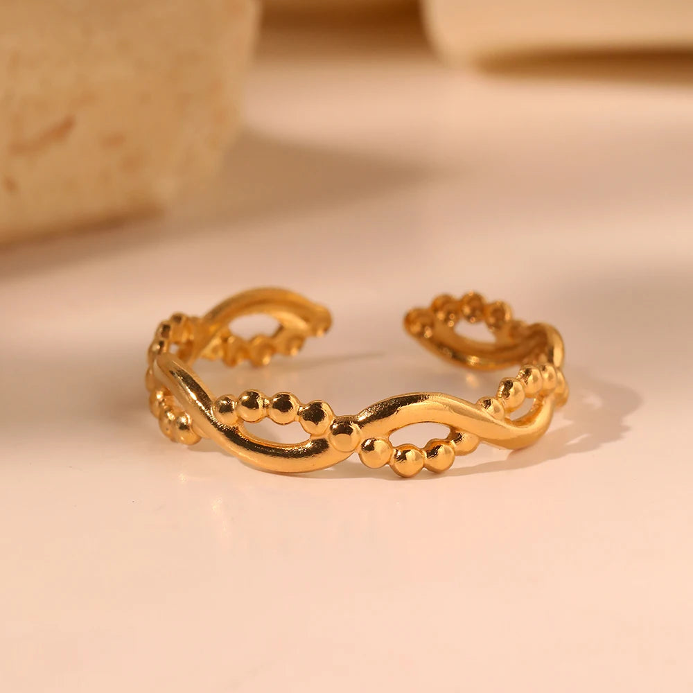 Geometric Hollow Open Ring – Gold-Tone Stainless Steel