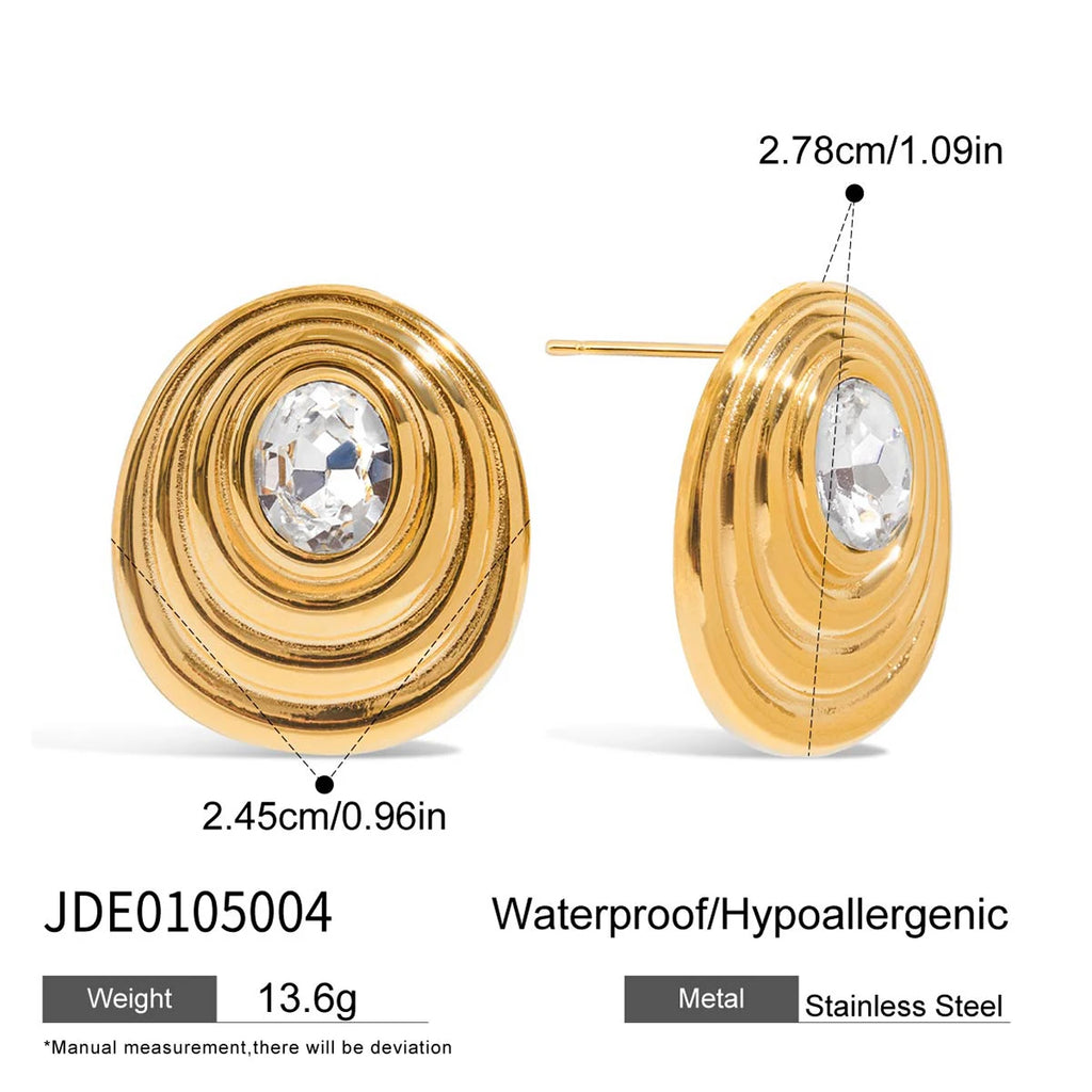 Gold-Tone Stainless Steel Round Stud Earrings