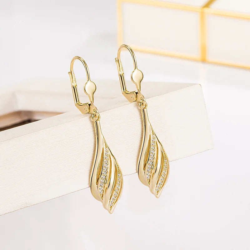 Luna Drop – Elegant Gold finish Leaf Earrings for Women