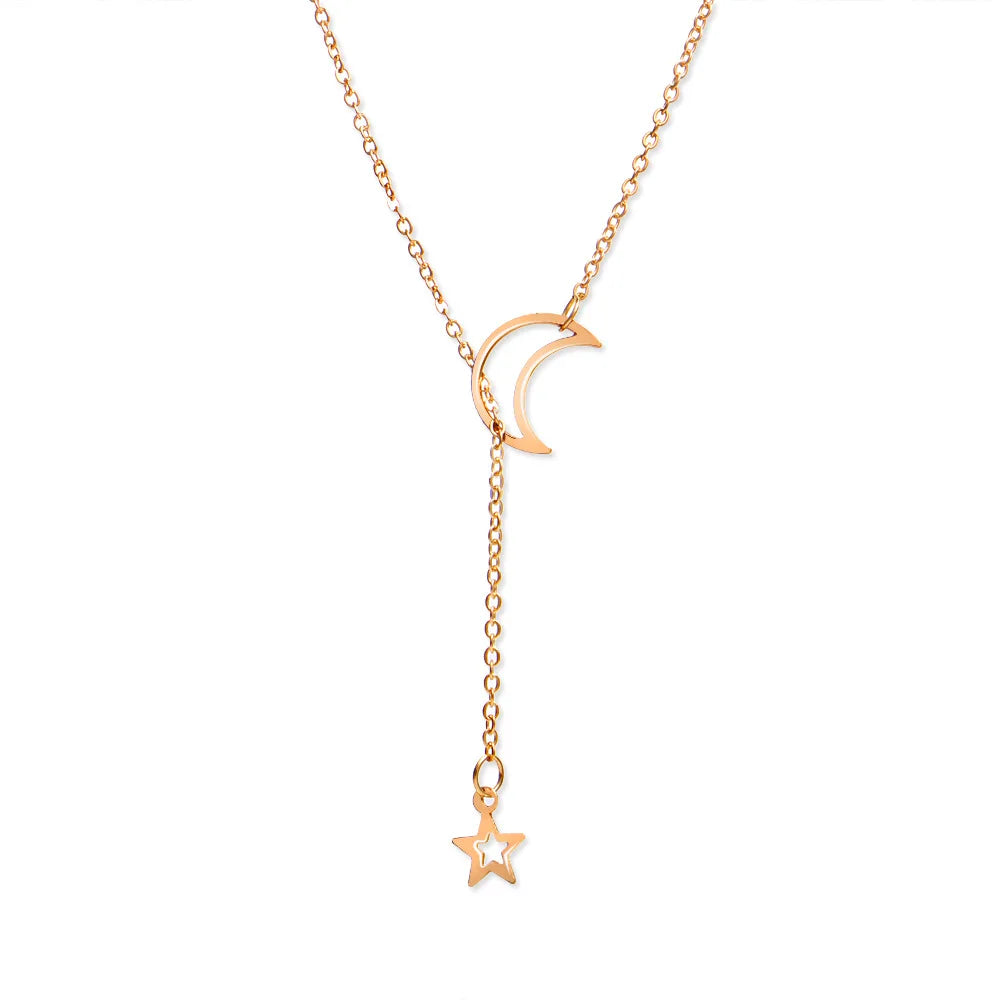 Moon & Star Charm Choker Necklace