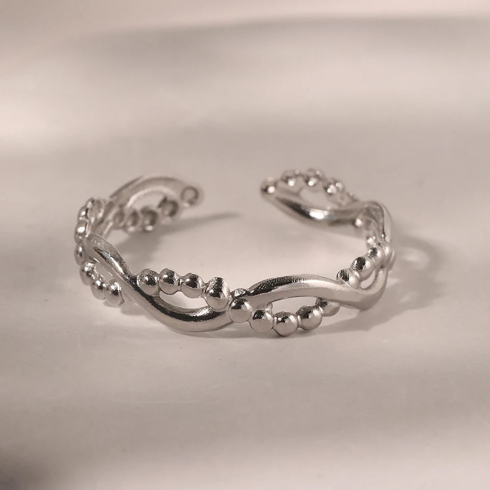 Geometric Hollow Open Ring – Gold-Tone Stainless Steel