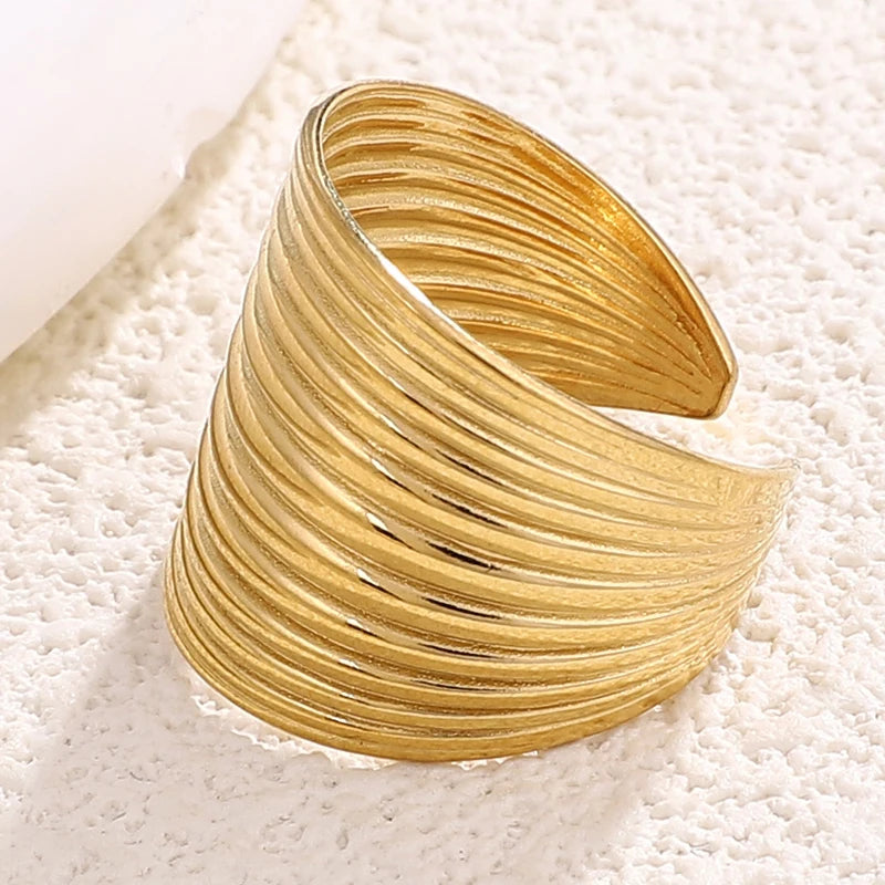 Multilayer Stripe Adjustable Ring for Women