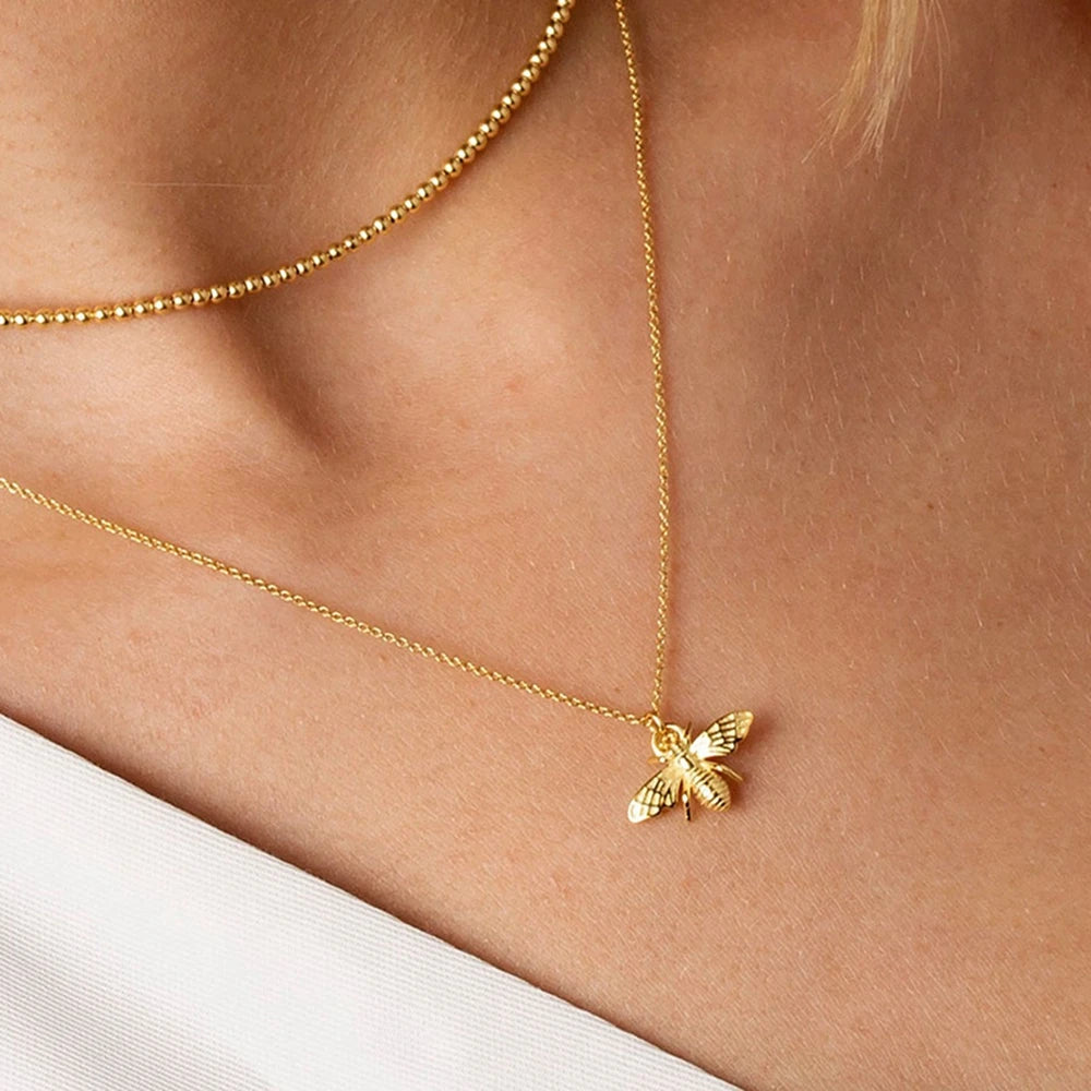 925 Sterling Silver Bee Pendant Necklace