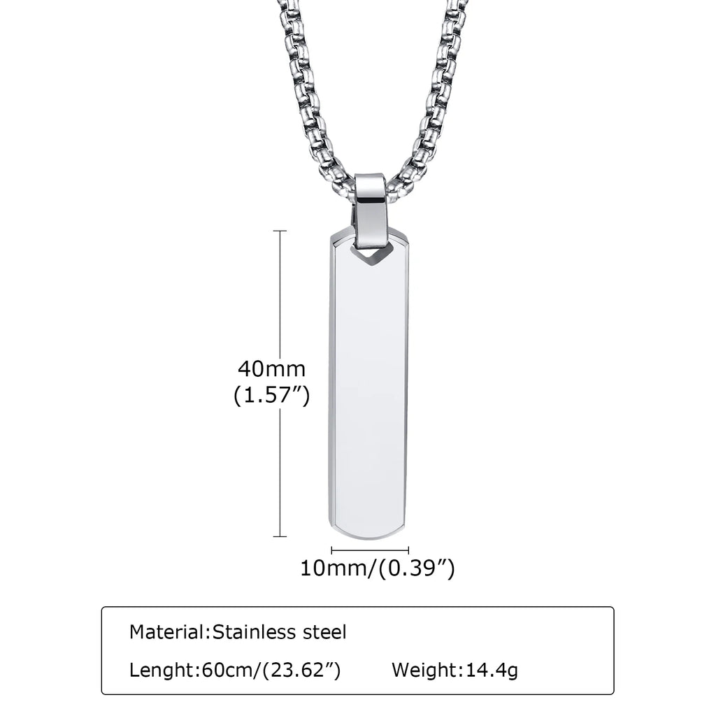 Vertical Bar Pendant Necklace Set – Stainless Steel