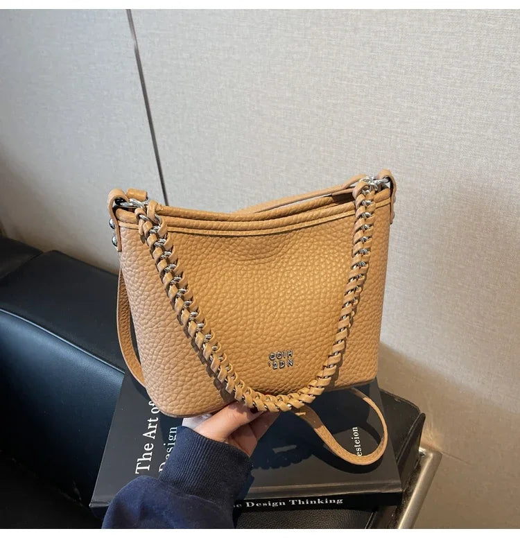 BS - Elegant PU Leather Tote Bag with Chain Strap