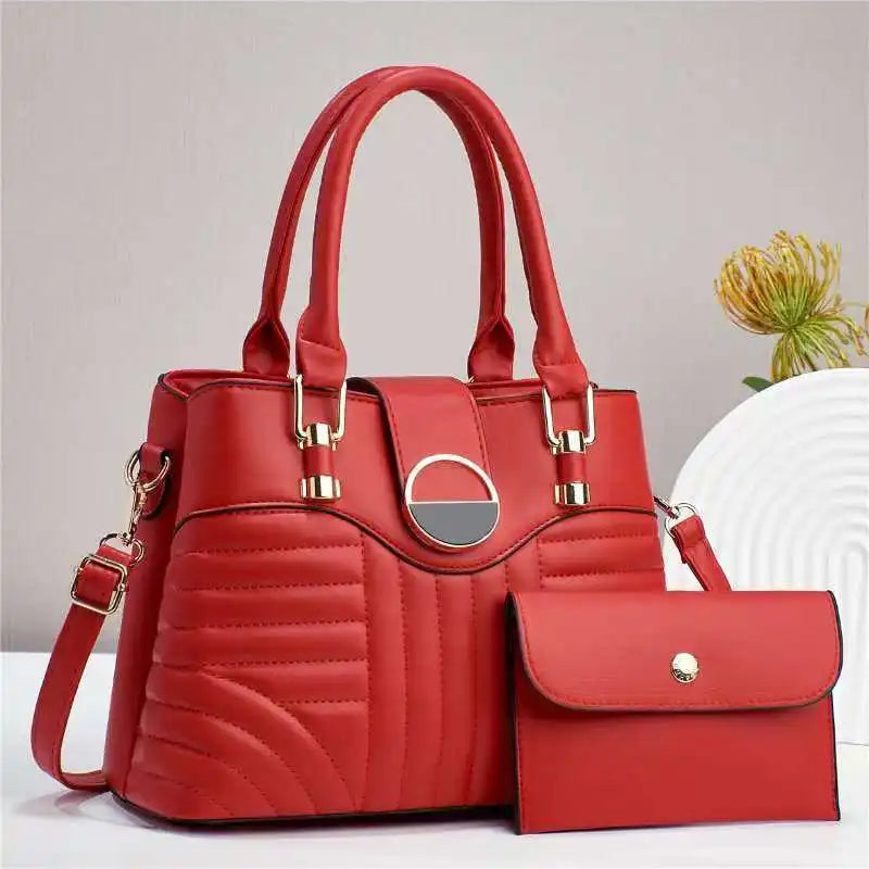 Elegant PU Leather Handbag Set – 2-Piece Tote & Matching Wallet