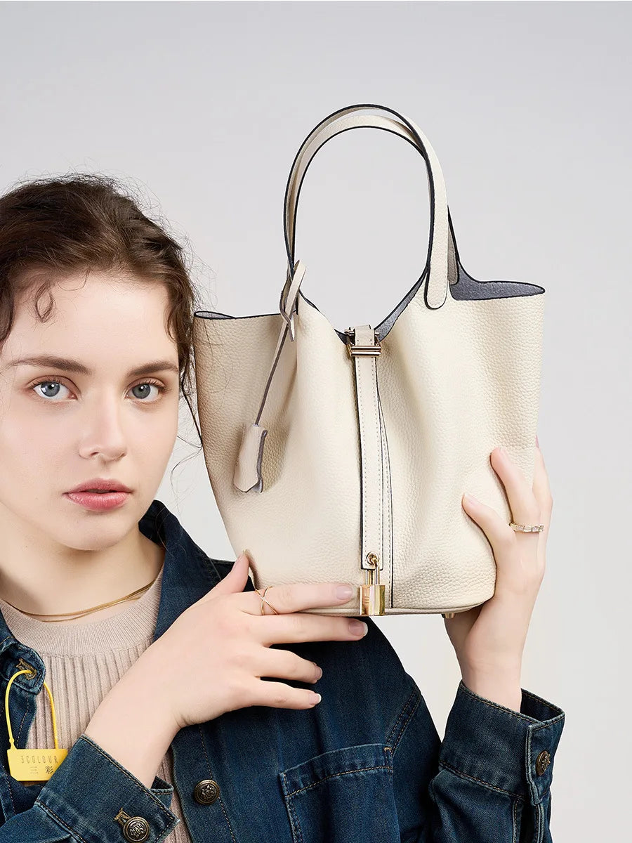 Premium - Elegant Leather Bucket Bag