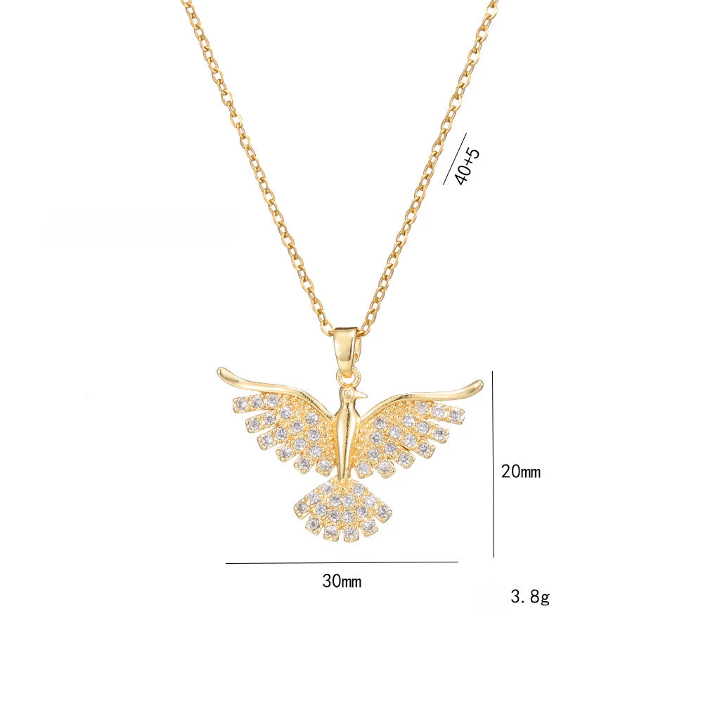 Phoenix Pendant Necklace – Stainless Steel Zircon Charm