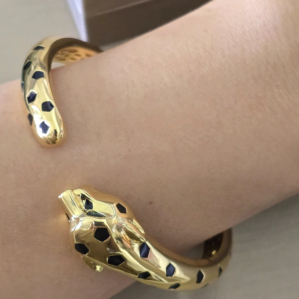 Gold Panther Head Cuff Bracelet – 2025 Designer-Inspired Open Bangle