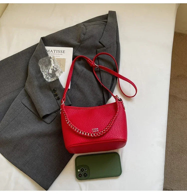 BS - Elegant PU Leather Tote Bag with Chain Strap