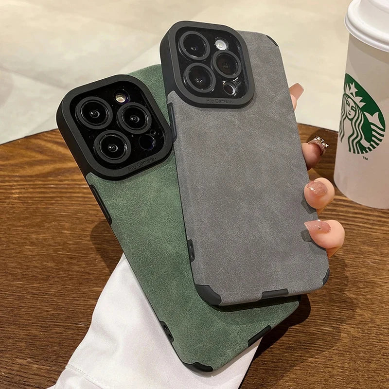 Premium Matte Leather Silicone Case for iPhone