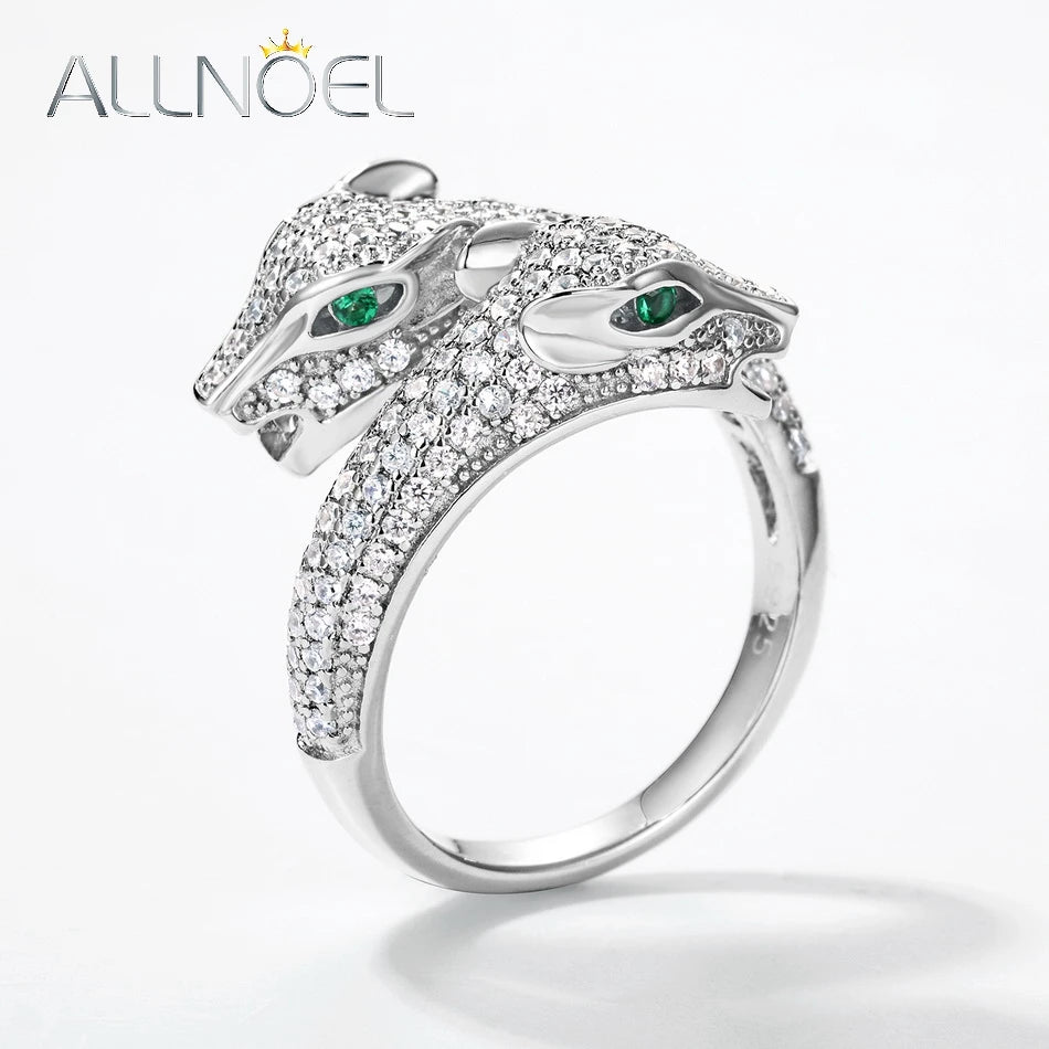 925 Sterling Silver Leopard Head Panther Ring