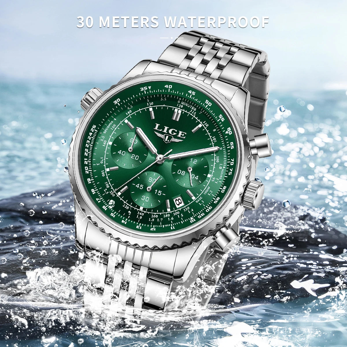 LIGE Emerald Chronograph Watch