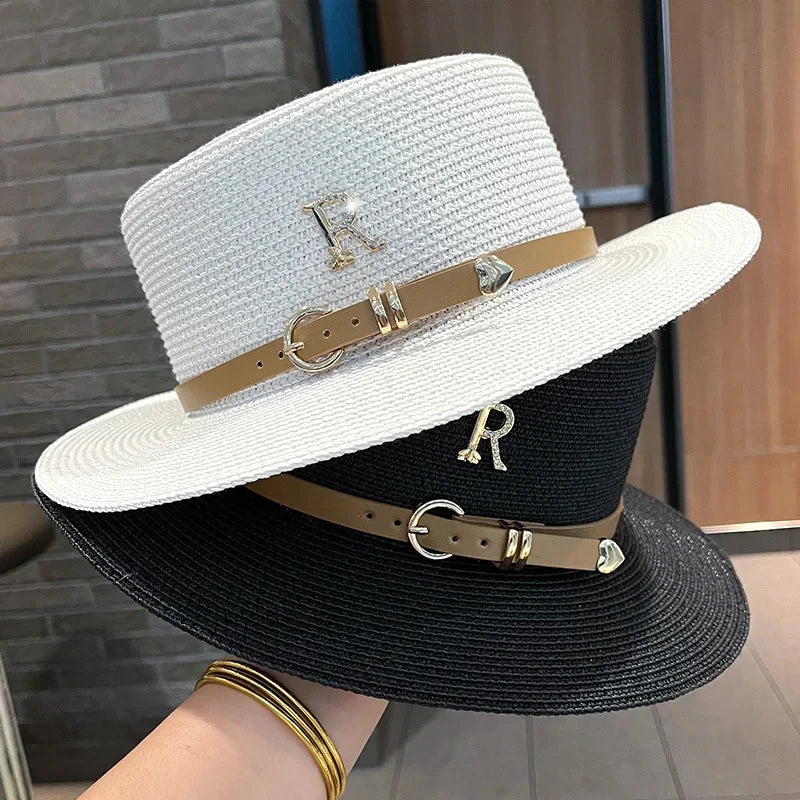 Soleil Elegance Flat Top Straw Hat