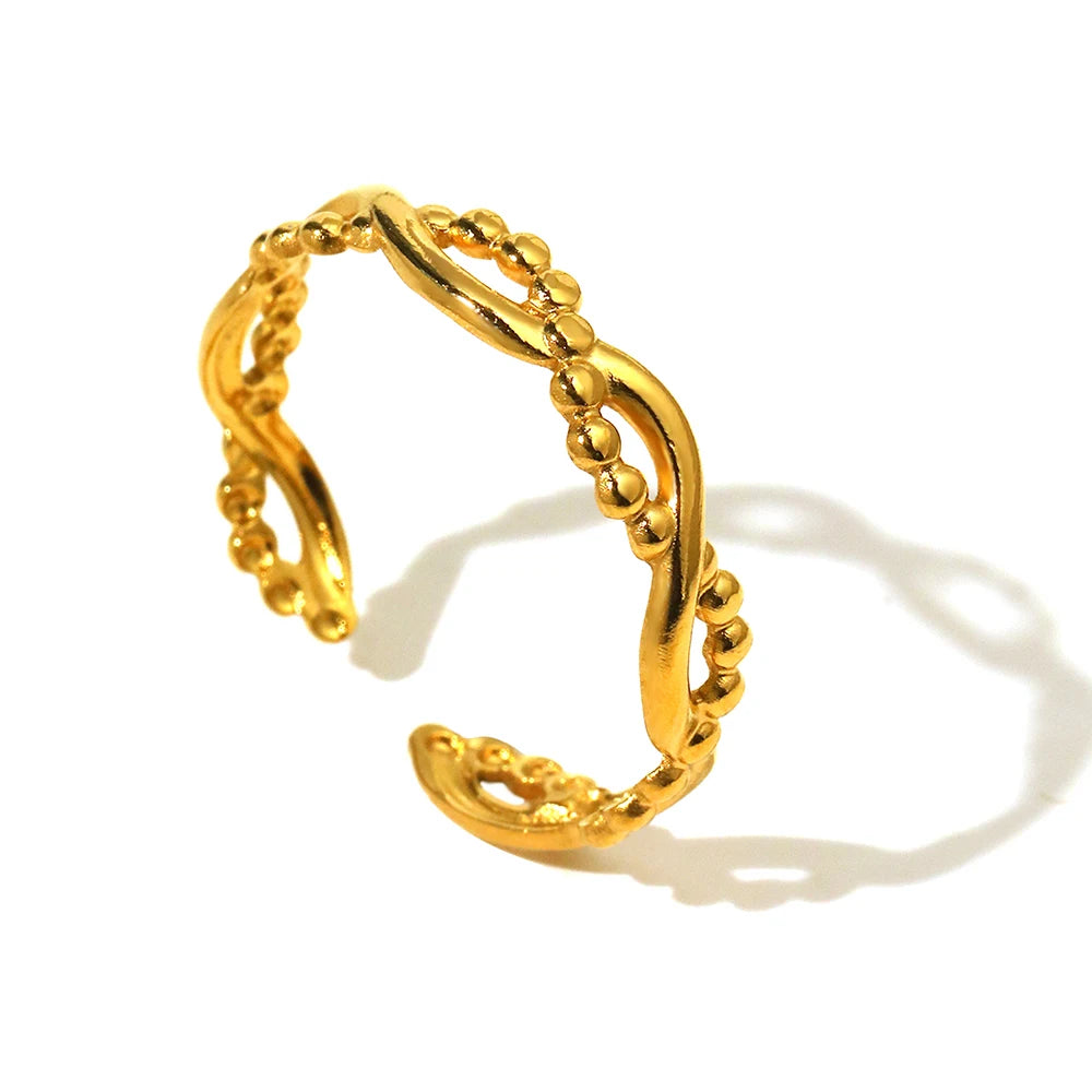 Geometric Hollow Open Ring – Gold-Tone Stainless Steel