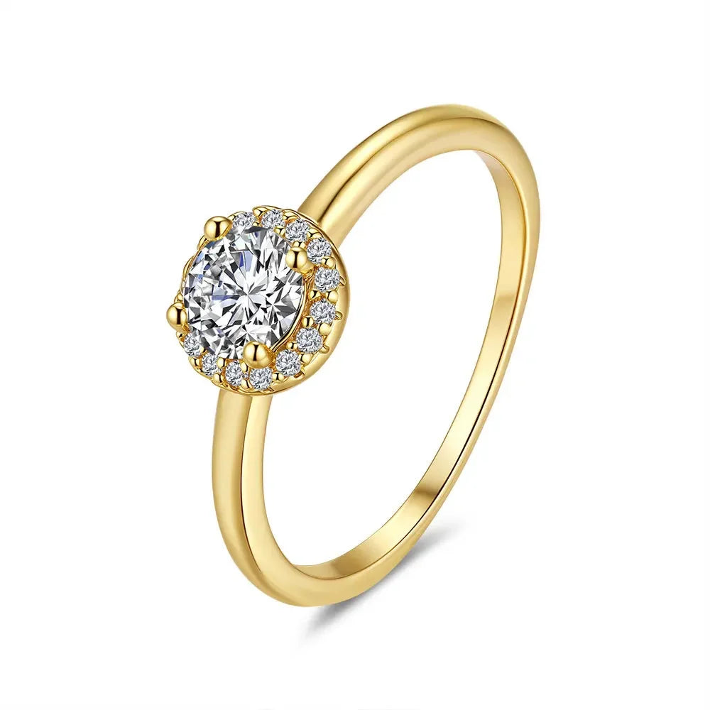 18K Gold Moissanite Diamond Ring