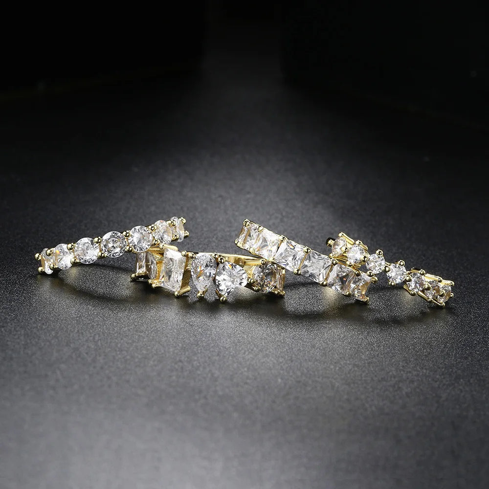 Minimalist Women’s Gold-Coloured Cubic Zirconia Stacking Rings