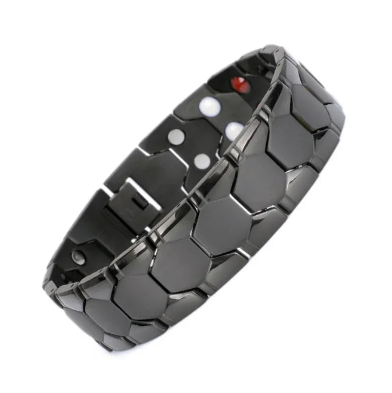 Black Stainless Steel Magnetic Therapy Bracelet