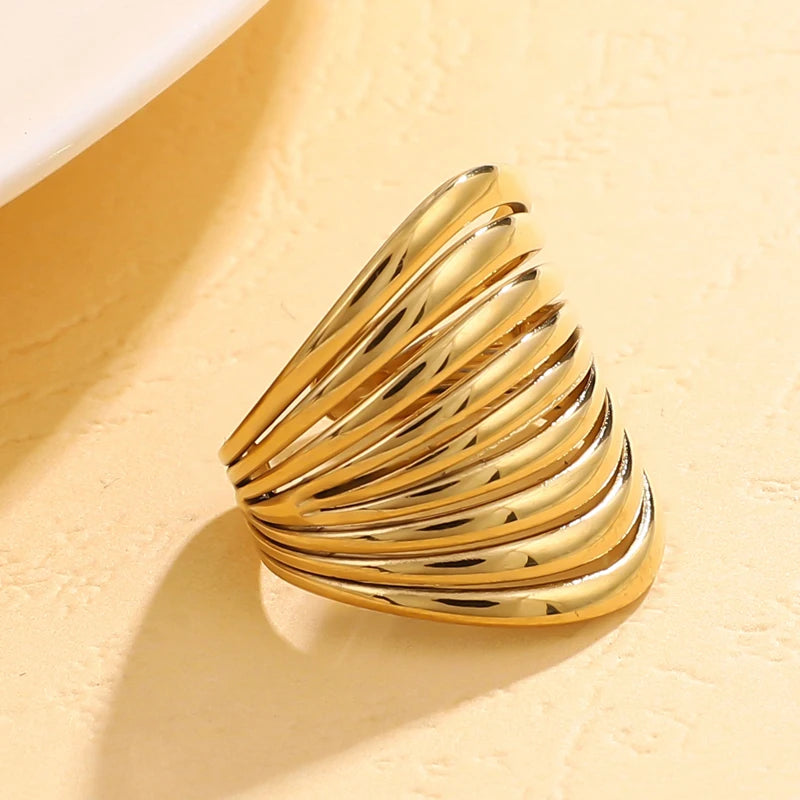 Multilayer Stripe Adjustable Ring for Women