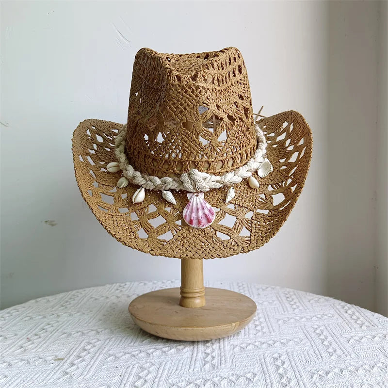 Shell Malan Retro Straw Cowboy Hat - 28 Color Option