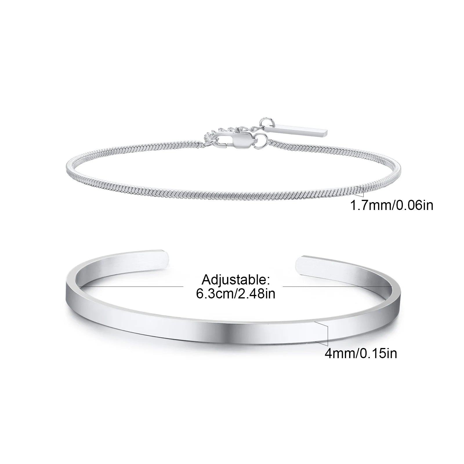 EternaSteel™ Dual Bracelet Set – Minimalist Cuff & Classic Chain Link
