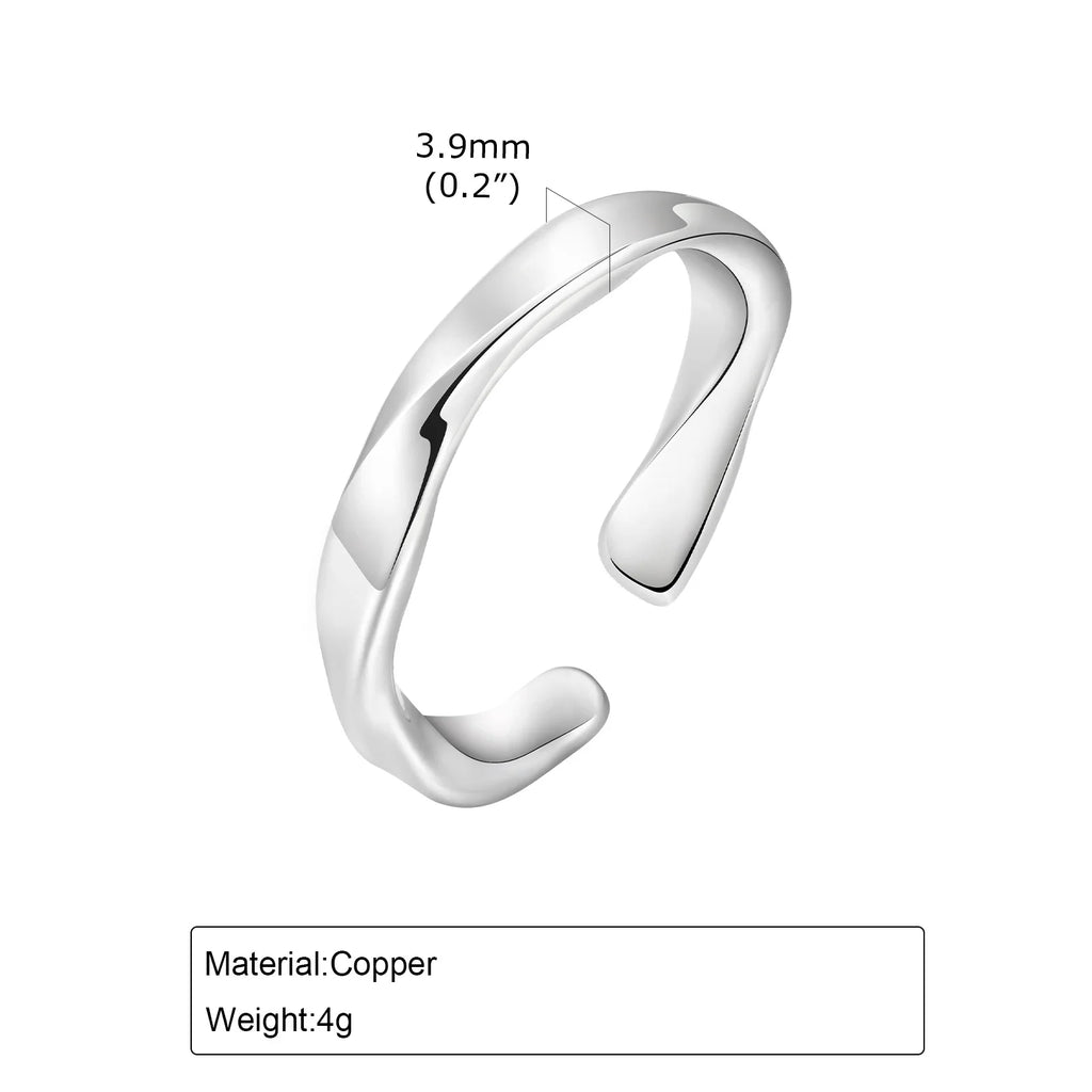 Silver Mobius Open Ring – Adjustable Minimal Design