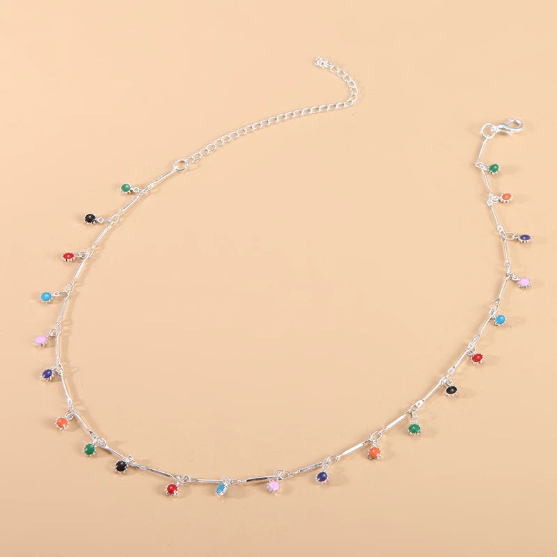 Colourful Candy Charm Choker – Aesthetic Beaded Tassel Necklace
