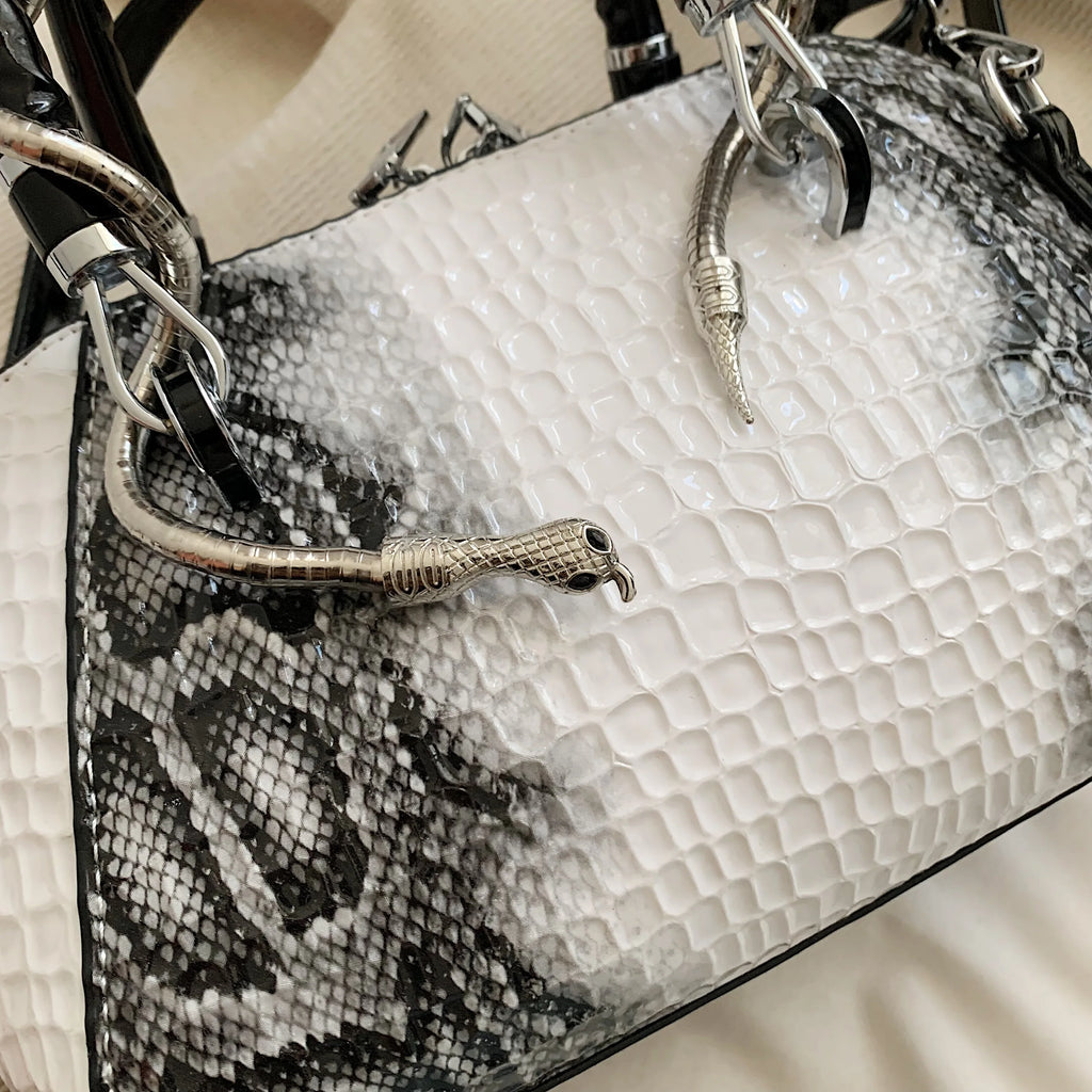 MOODS Designer Croc-Embossed Shell Bag
