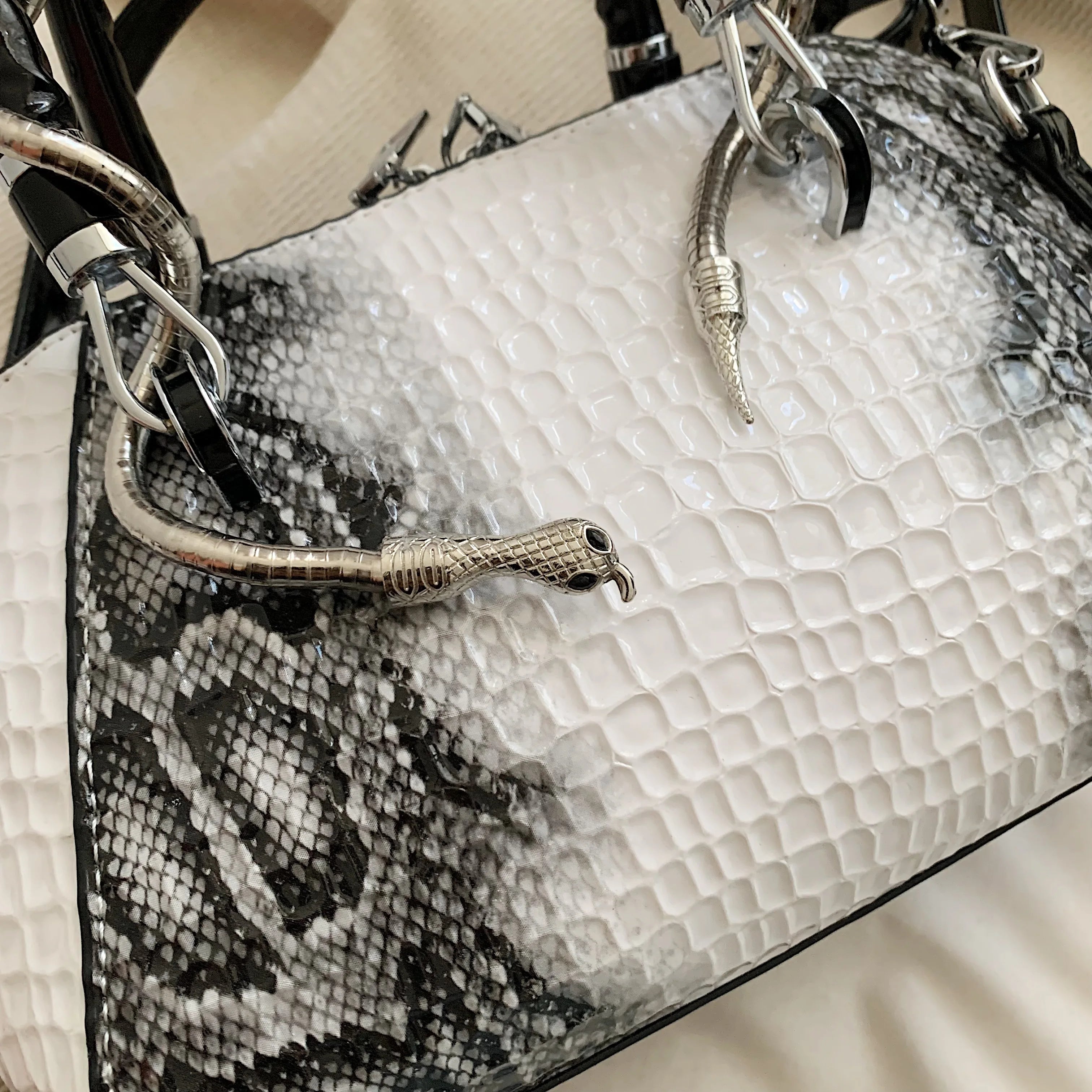 MOODS Designer Croc-Embossed Shell Bag