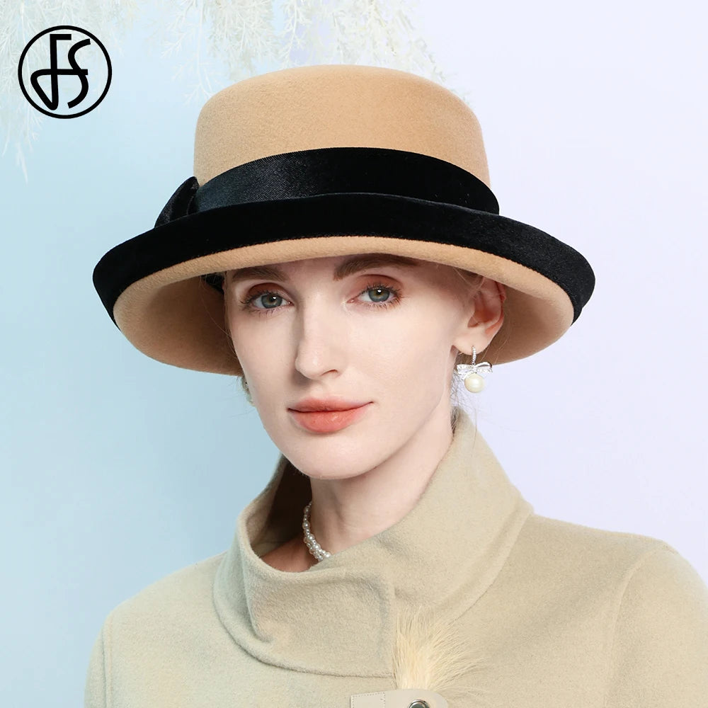 FS Elegant Camel Wool Felt Fedora