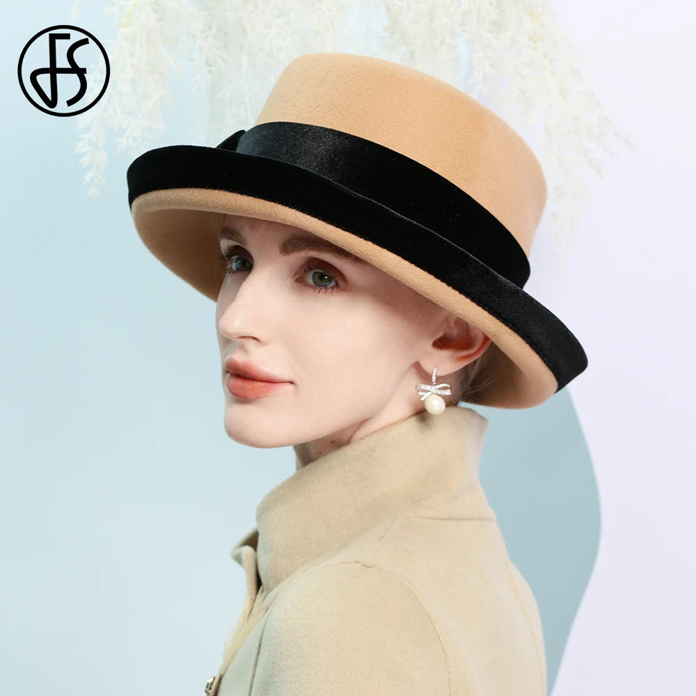 FS Elegant Camel Wool Felt Fedora