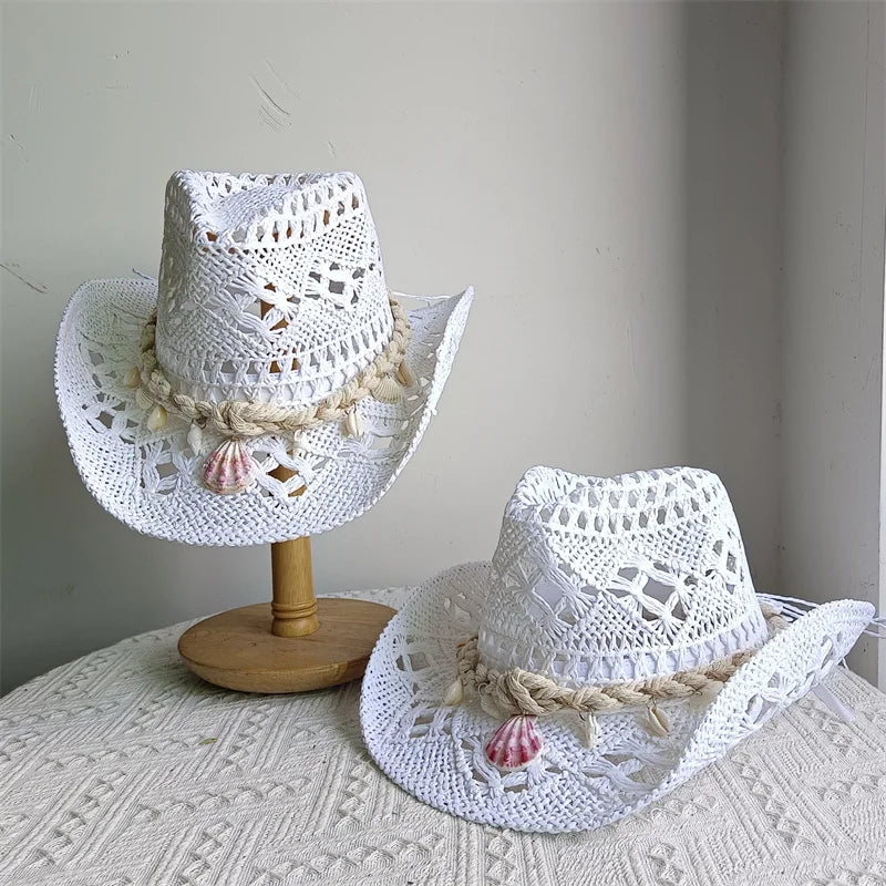 Shell Malan Retro Straw Cowboy Hat - 28 Color Option