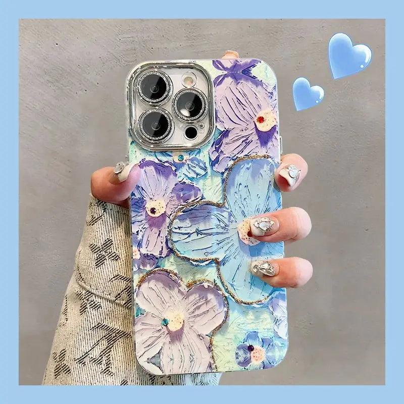 Glitter Flower Shockproof Case for iPhone 11–16 Pro Max
