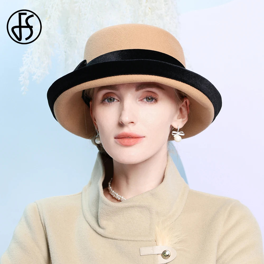 FS Elegant Camel Wool Felt Fedora