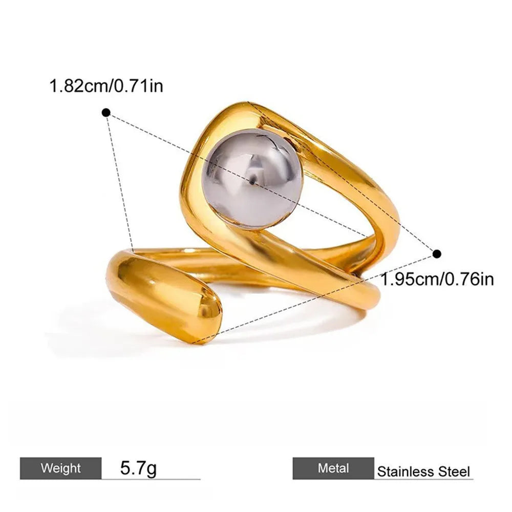 Minimalist Two-Tone Irregular Geometric Hollow Ring –  Stainless Steel