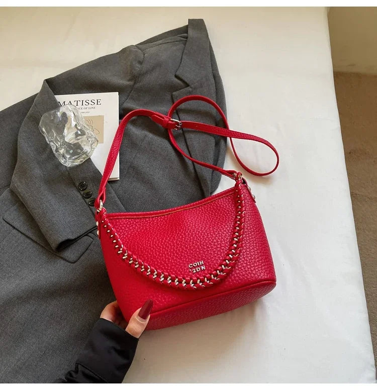 BS - Elegant PU Leather Tote Bag with Chain Strap