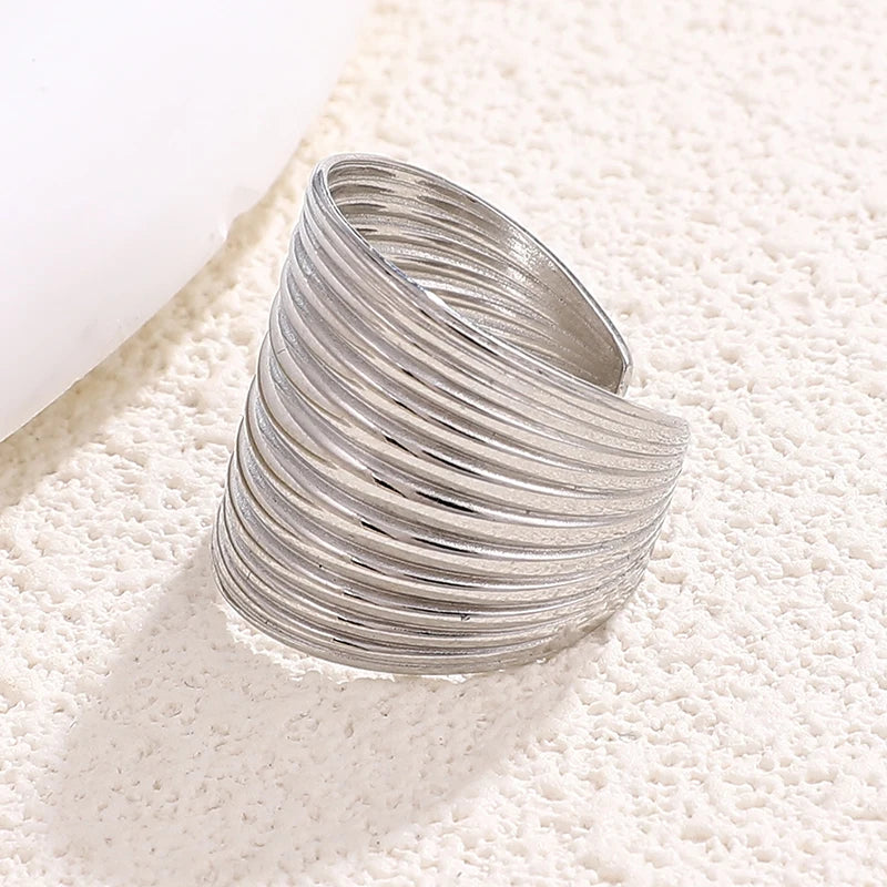 Multilayer Stripe Adjustable Ring for Women