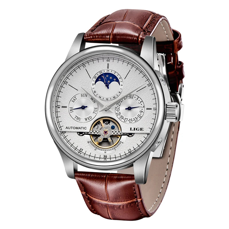 LIGE Prestige Tourbillon Automatic Watch – Moonphase