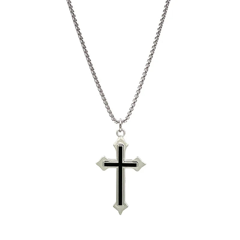 Hollow Stainless Steel Gothic Cross Pendant Necklace