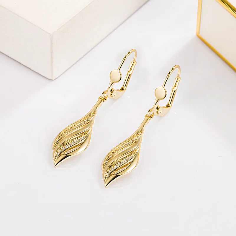 Luna Drop – Elegant Gold finish Leaf Earrings for Women